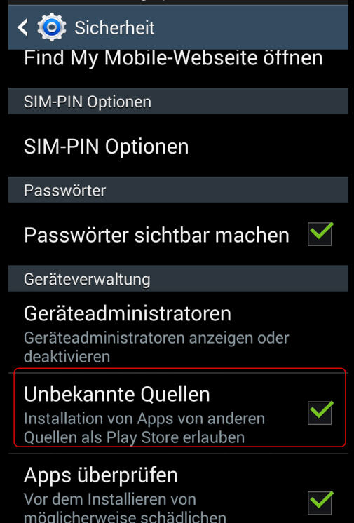 Whatsapp Xperia Z1/Z2: Whatsapp nicht kompatibel: Sicherheitseinstellung Unbekannte Quellen zulassen