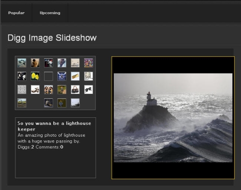 popular and upcoming  digg images / pictures in a slideshow